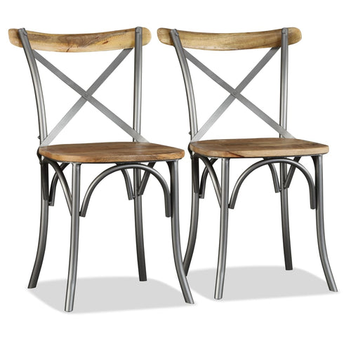 Swen Studio -  Dining Chairs 6 pcs Solid Mango Wood and Steel Cross Back